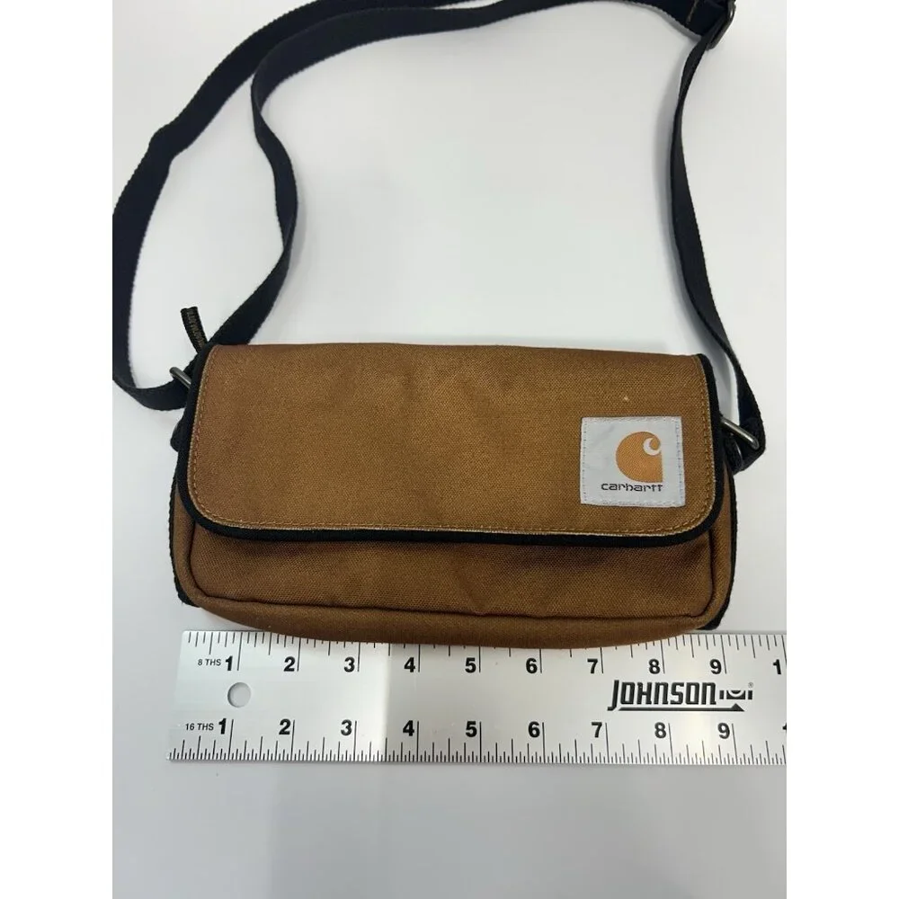 Carhartt Brown Canvas Crossbody Belt Bag Horizontal Waist Magnetic Closure